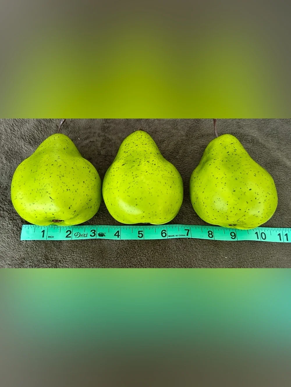 Decorative Green Speckled Pears - Set of 6